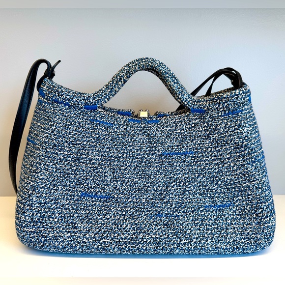 Balenciaga ZigZagger Woven Tote Handbag Black & Blue - Picture 4 of 10